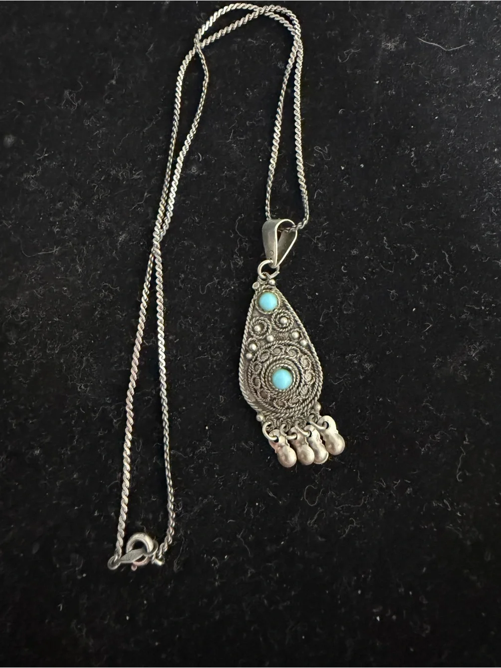 925 Sterling silver vintage turquoise necklace
